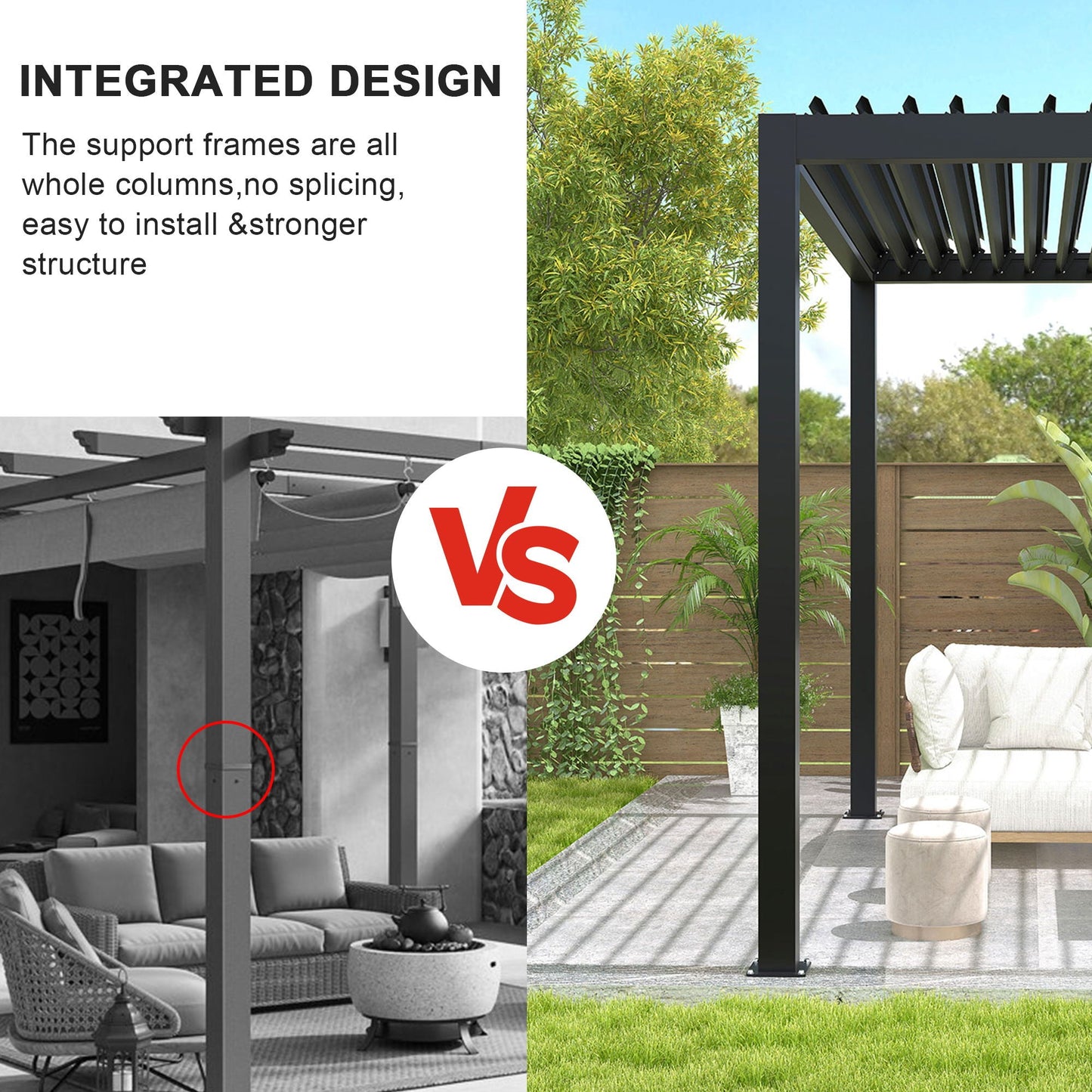Louver Pergola Adjustable Steel Louvers & Frame - Black