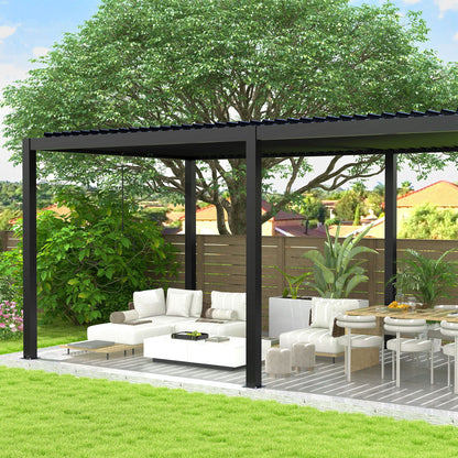 Louver Pergola Adjustable Steel Louvers & Frame - Black