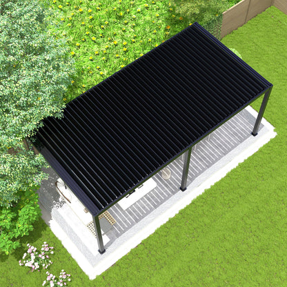 Louver Pergola Adjustable Steel Louvers & Frame - Black
