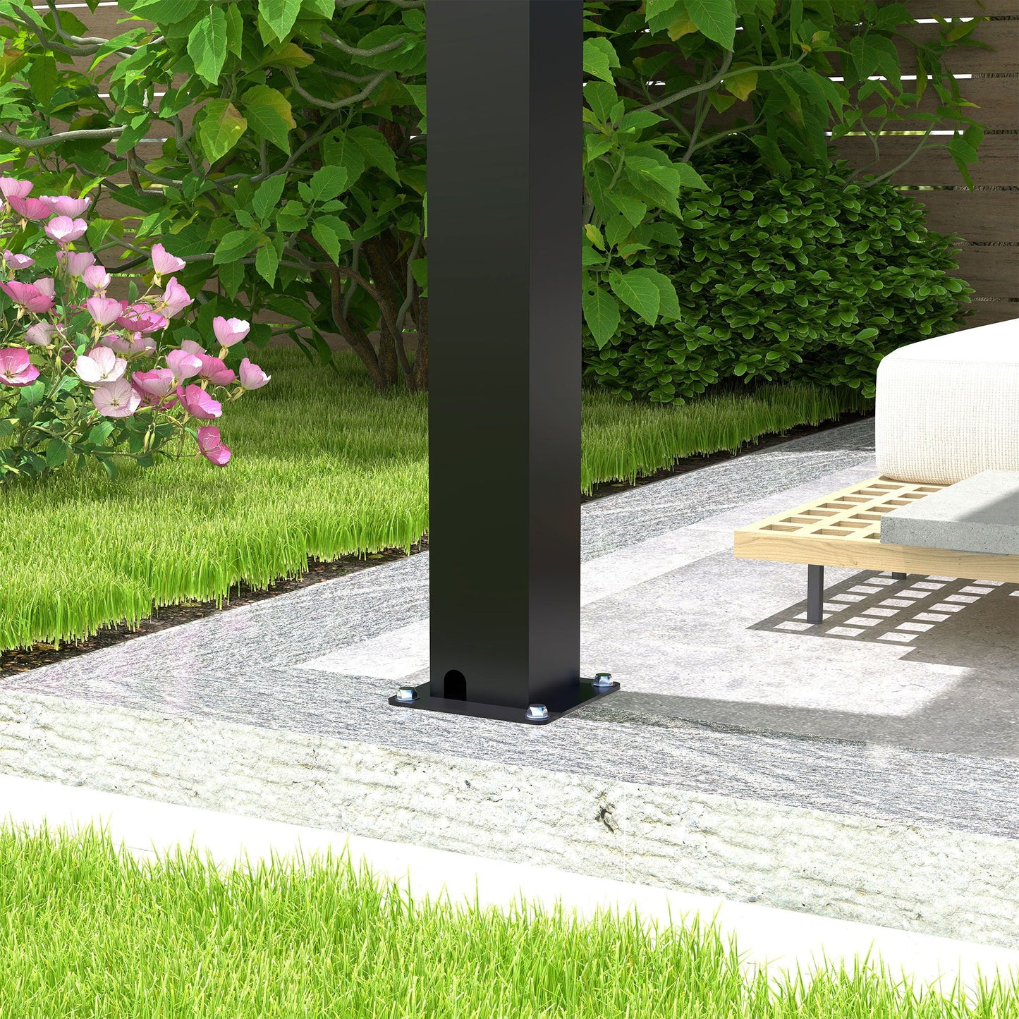 Louver Pergola Adjustable Steel Louvers & Frame - Black