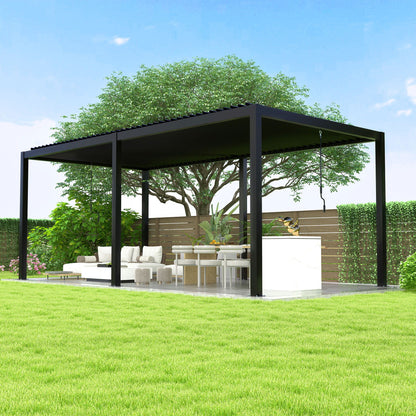 Louver Pergola Adjustable Steel Louvers & Frame - Black