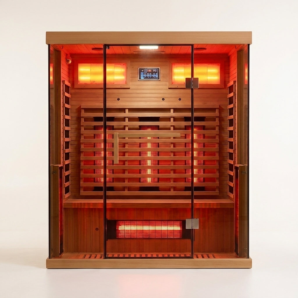 NovaTherm DualVista Infrared Sauna Cabin — Studio Shot