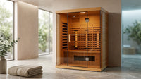 NovaTherm DualVista Infrared Sauna Cabin — Lifestyle