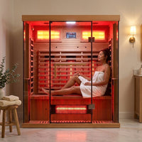 NovaTherm DualVista Infrared Sauna Cabin — Lifestyle