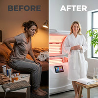 Red Light Therapy Capsule Designed for Full Body Treatment, high-quality LEDs, Touchscreen Control, 600W — Before & After